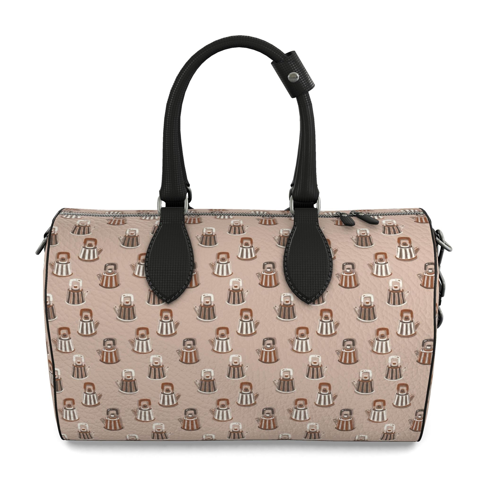 Leather Duffle Bag – Kettle Print | Handmade UK