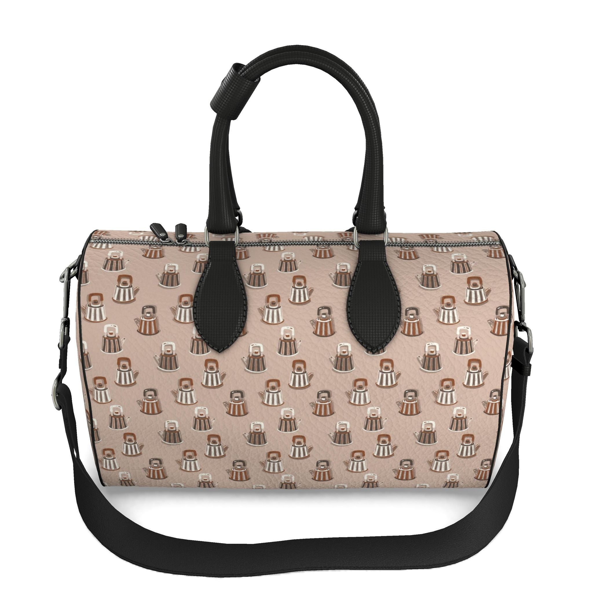 Leather Duffle Bag – Kettle Print | Handmade UK
