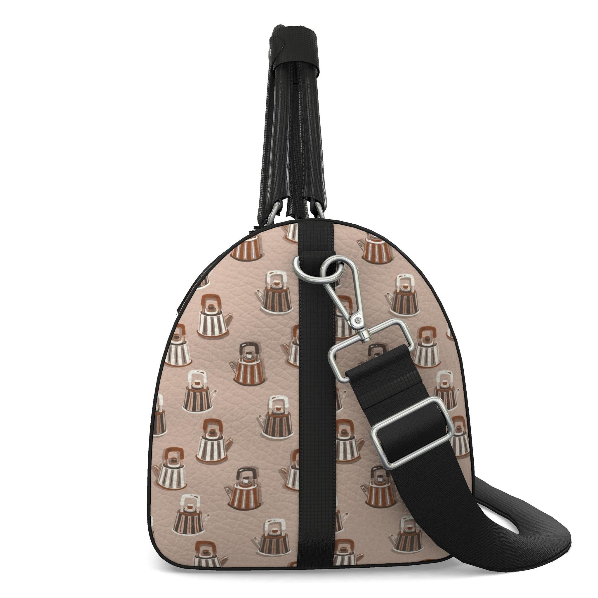 Leather Duffle Bag – Kettle Print | Handmade UK
