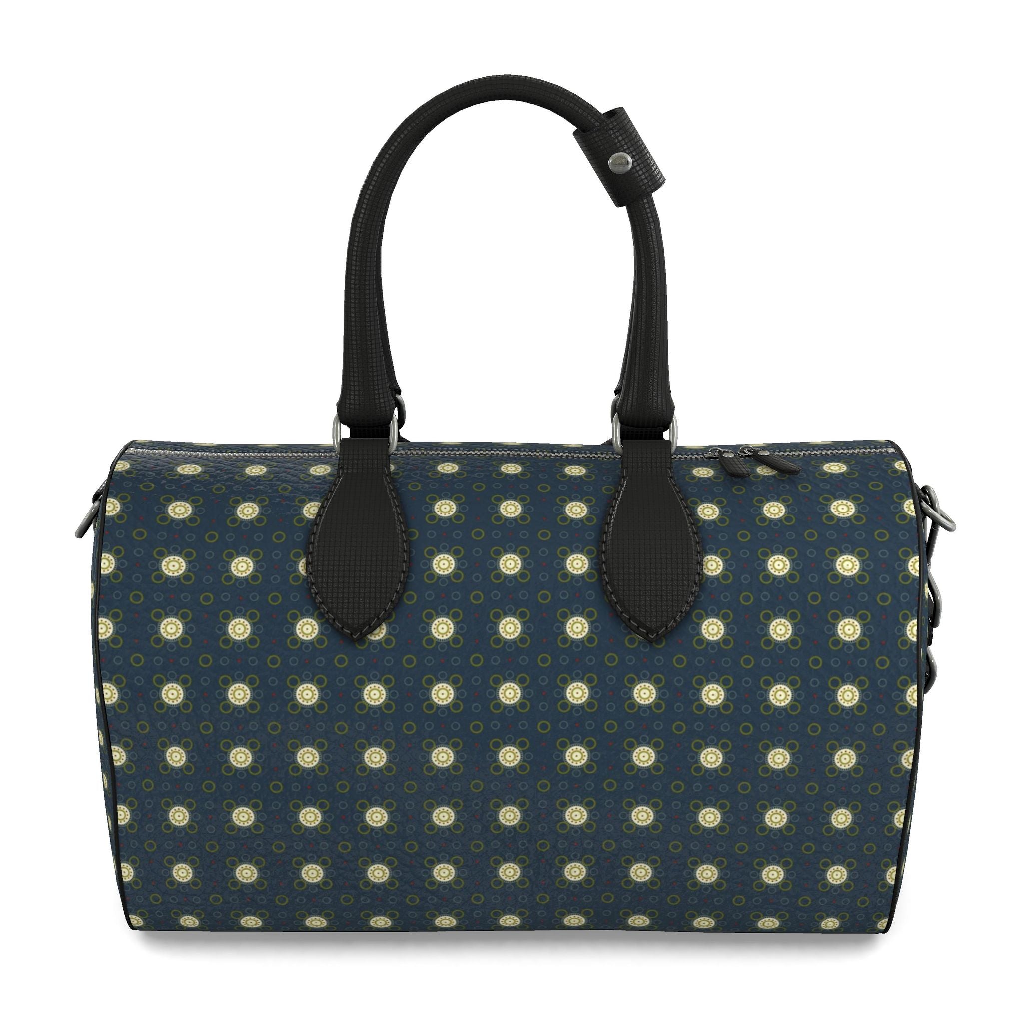 Leather Duffle Bag – Timeless Elegant Green Print | Handmade UK
