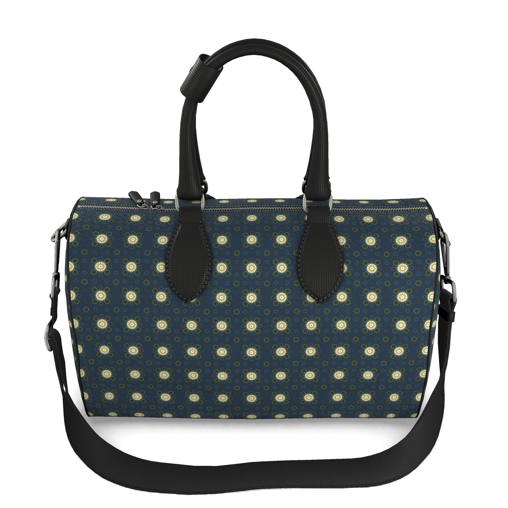 Leather Duffle Bag – Timeless Elegant Green Print | Handmade UK