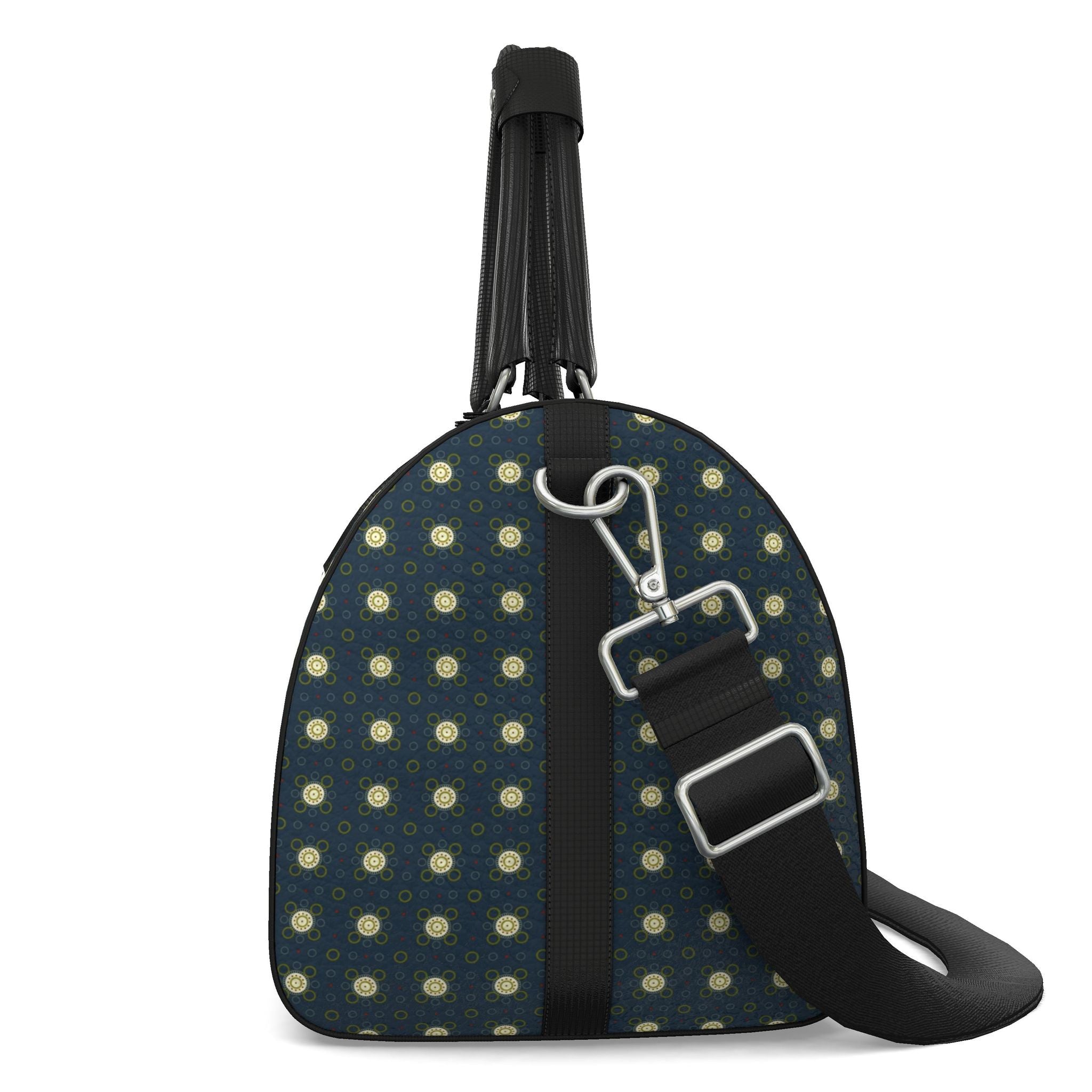 Leather Duffle Bag – Timeless Elegant Green Print | Handmade UK