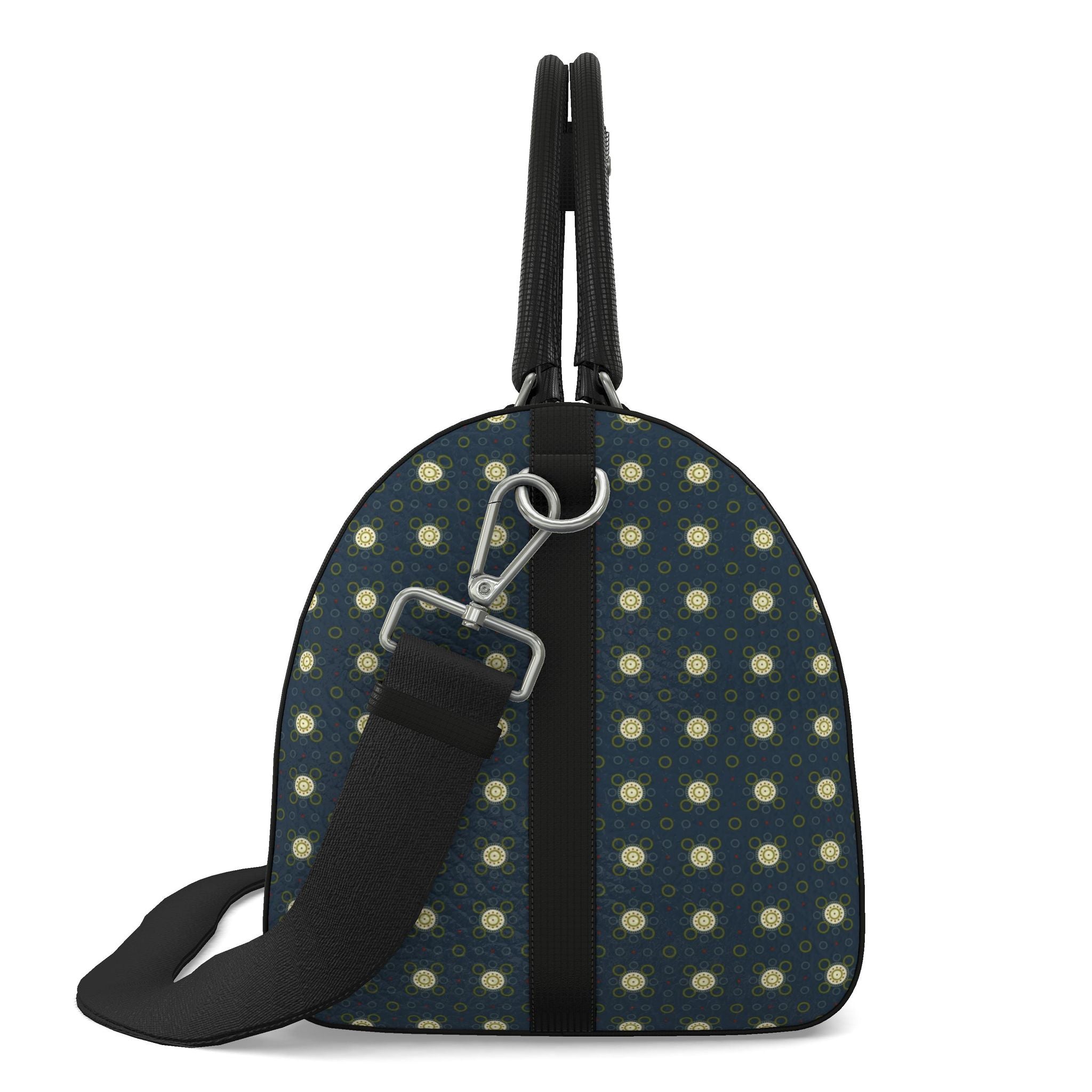 Leather Duffle Bag – Timeless Elegant Green Print | Handmade UK