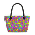 Zip Top Leather Handbag – Colour Burst Print | Handmade UK