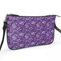 Pochette Double Zip Bag – Purple Floral Print | Nappa Leather | Handmade UK