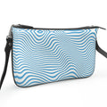 Pochette Double Zip Bag – Blue Wavy Print | Nappa Leather | Handmade UK