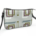 Pochette Double Zip Bag – Light Green Symmetrical Print | Nappa Leather | Handmade UK