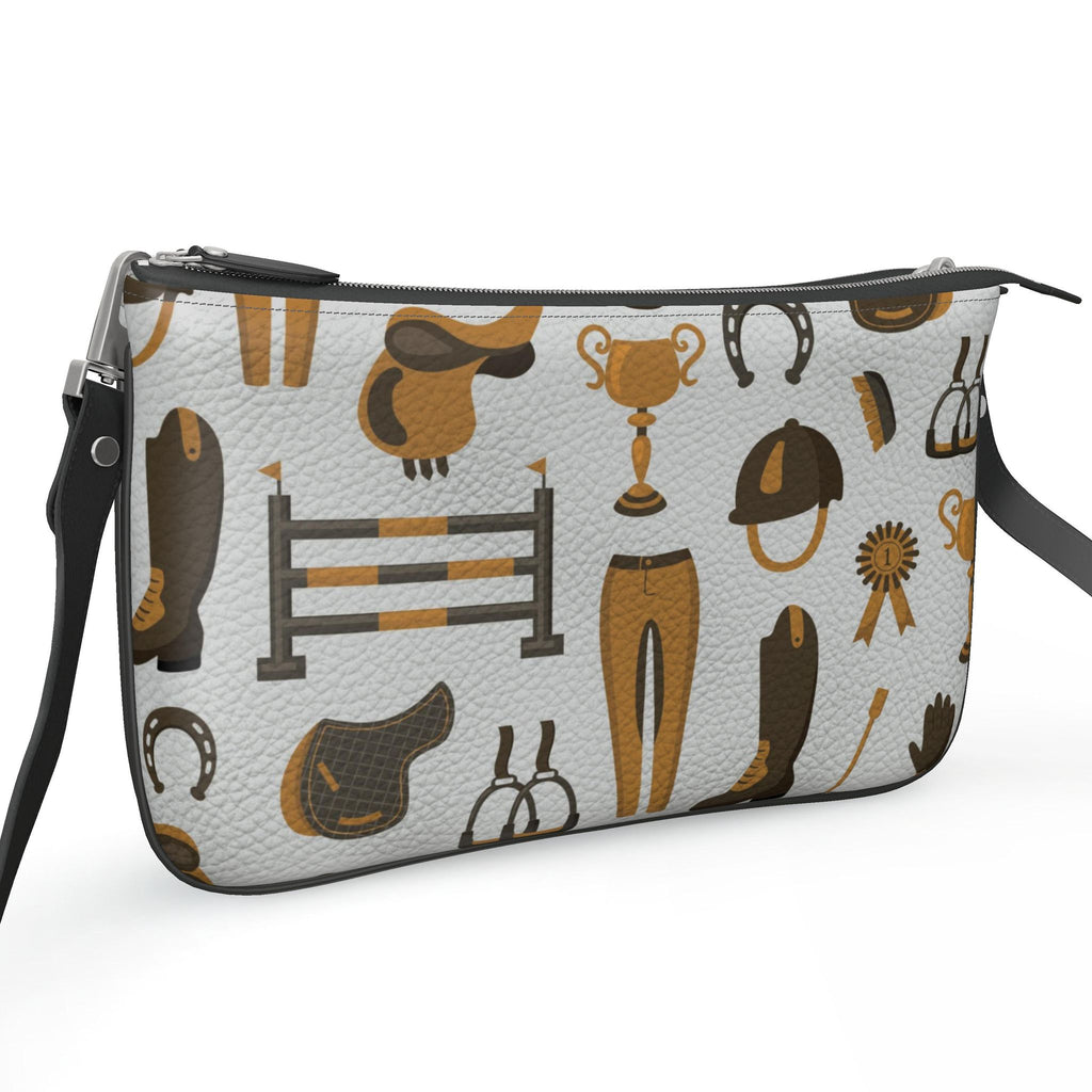Pochette Double Zip Bag – Equestrian Print | Nappa Leather | Handmade UK