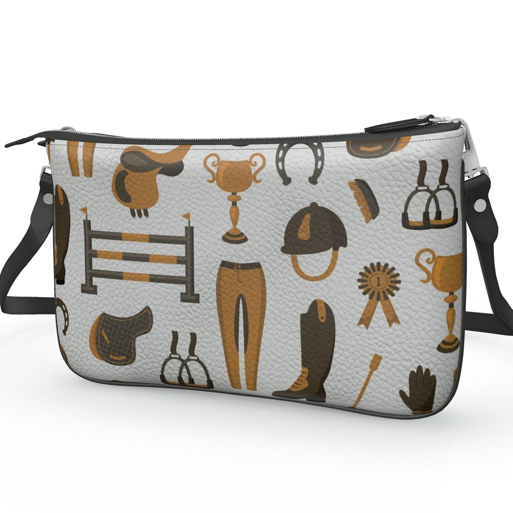 Pochette Double Zip Bag – Equestrian Print | Nappa Leather | Handmade UK