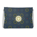Leather Crossbody Bag with Chain – Dark Green Circle Print | Handmade UK