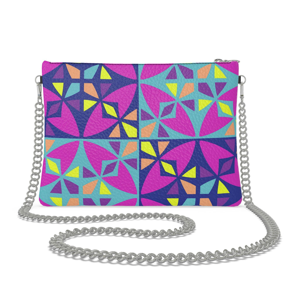 Leather Crossbody Bag with Chain –StripeStripe Print | Handmade UK