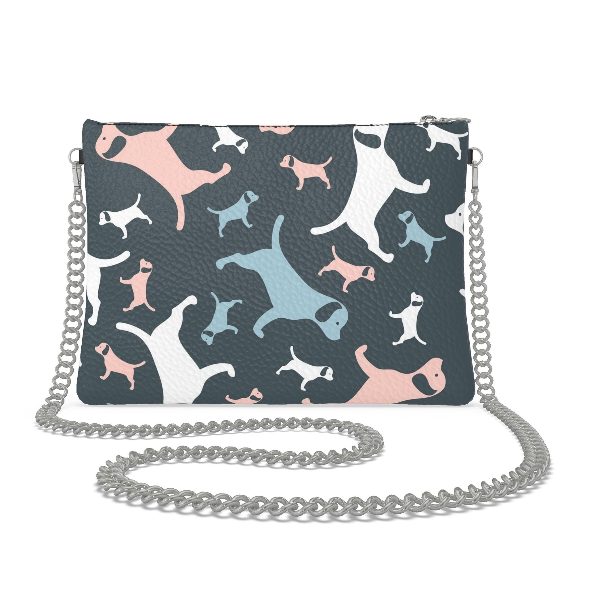 Leather Crossbody Bag with Chain – Graphic Print | Handmade UK