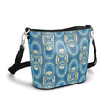 Penzance Leather Bucket Tote – Blue Chain Print | Handmade UK