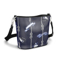 Penzance Leather Bucket Tote – Navy Marine Rope Print | Handmade UK