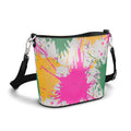 Penzance Leather Bucket Tote – Colour Splash Print | White | Handmade UK