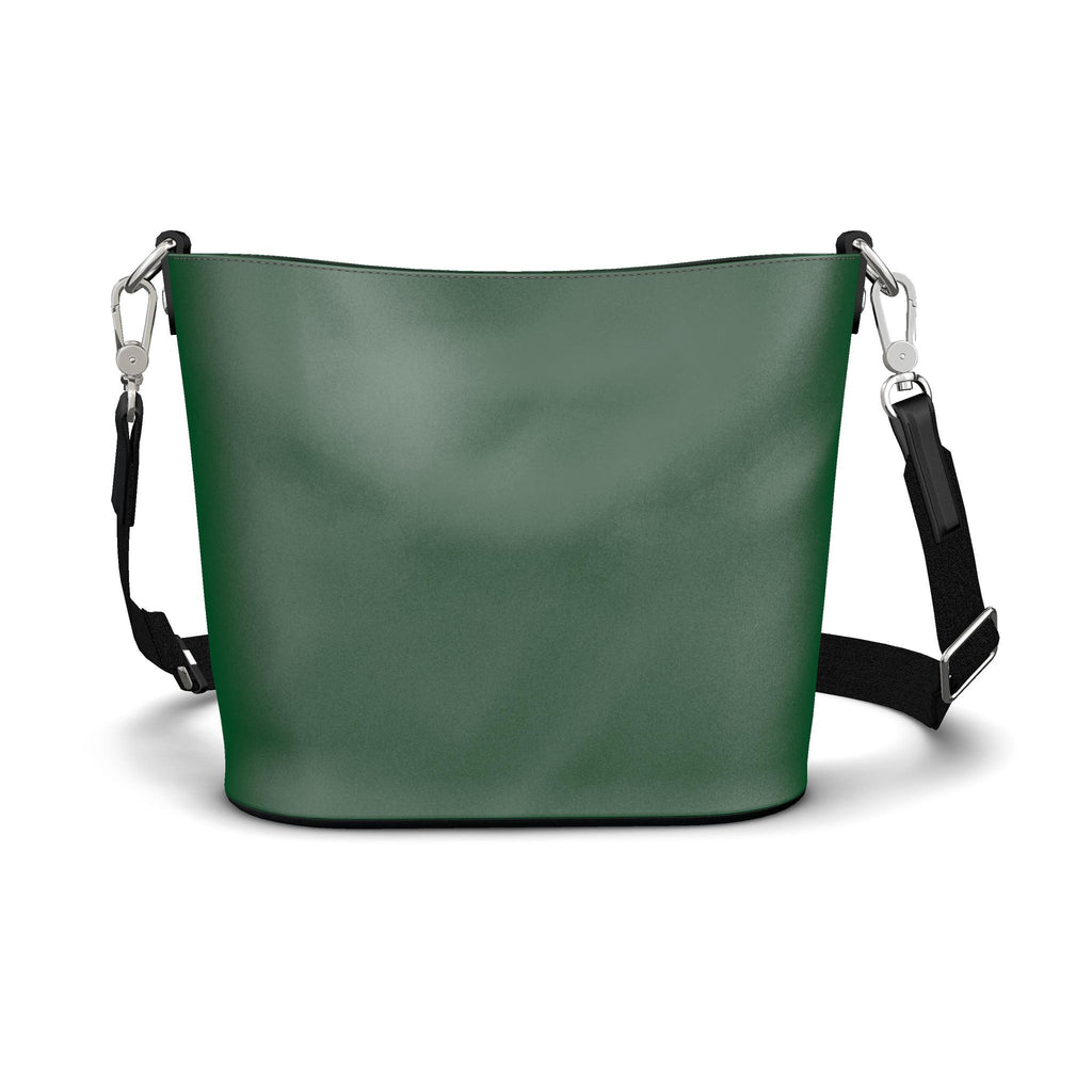 Penzance Leather Bucket Tote – Jade Green Nautical Rope Print | Handmade UK