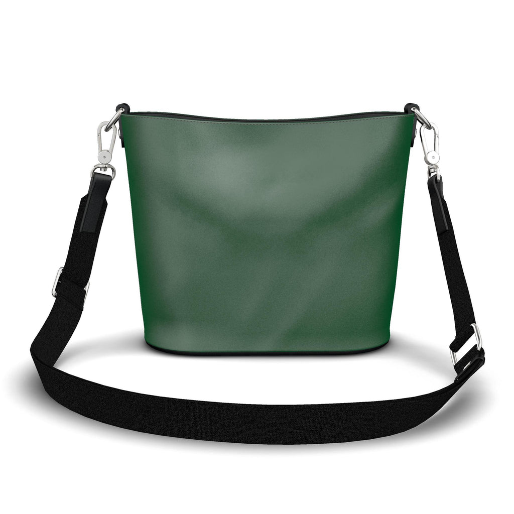Penzance Leather Bucket Tote – Jade Green Nautical Rope Print | Handmade UK