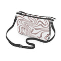 Pochette Double Zip Bag – White Wavy Print | Handmade UK