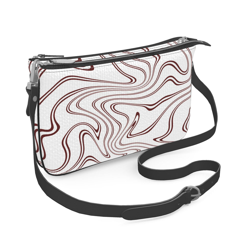 Pochette Double Zip Bag – White Wavy Print | Handmade UK