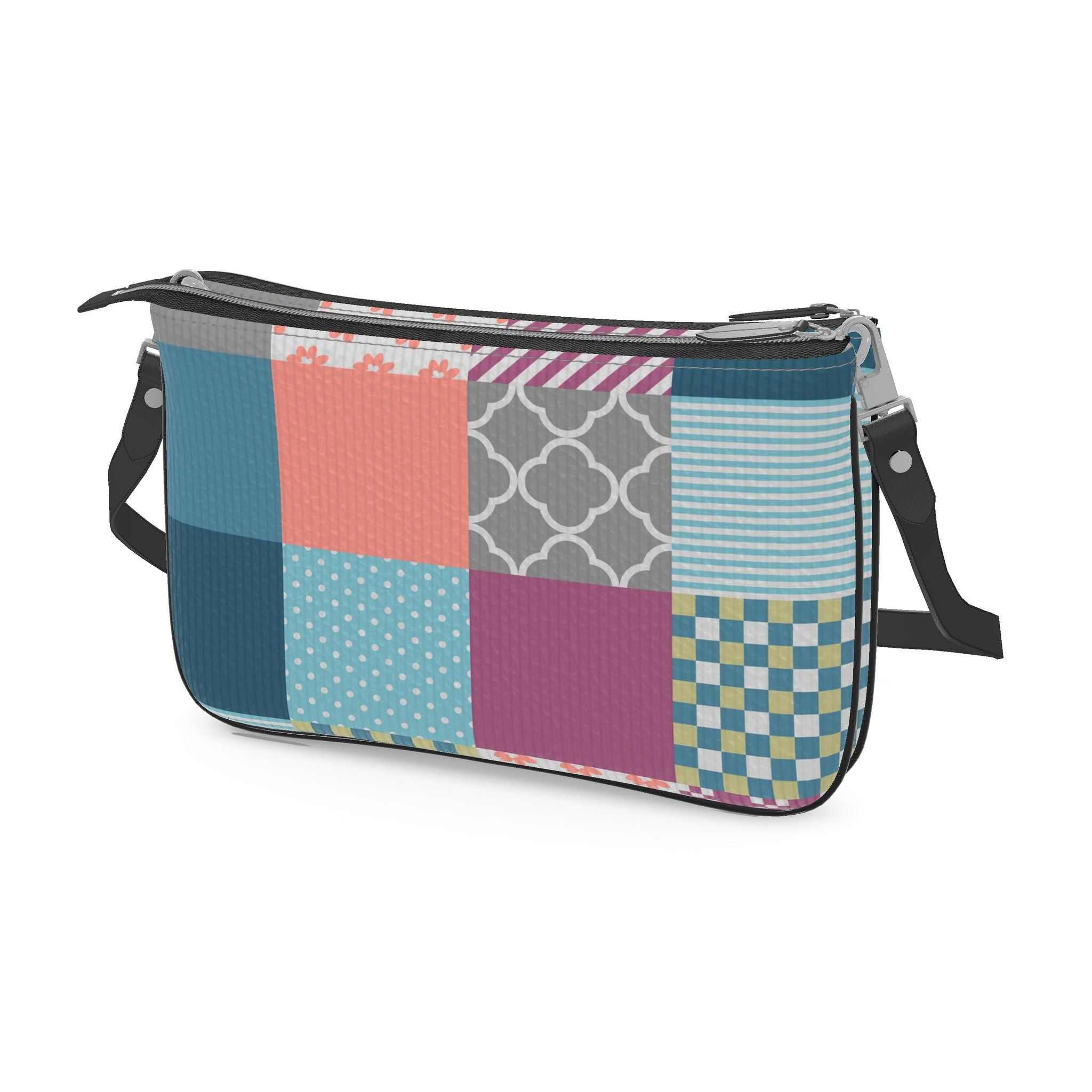 Pochette Double Zip Bag – Vibrant Patchwork Print | Handmade UK