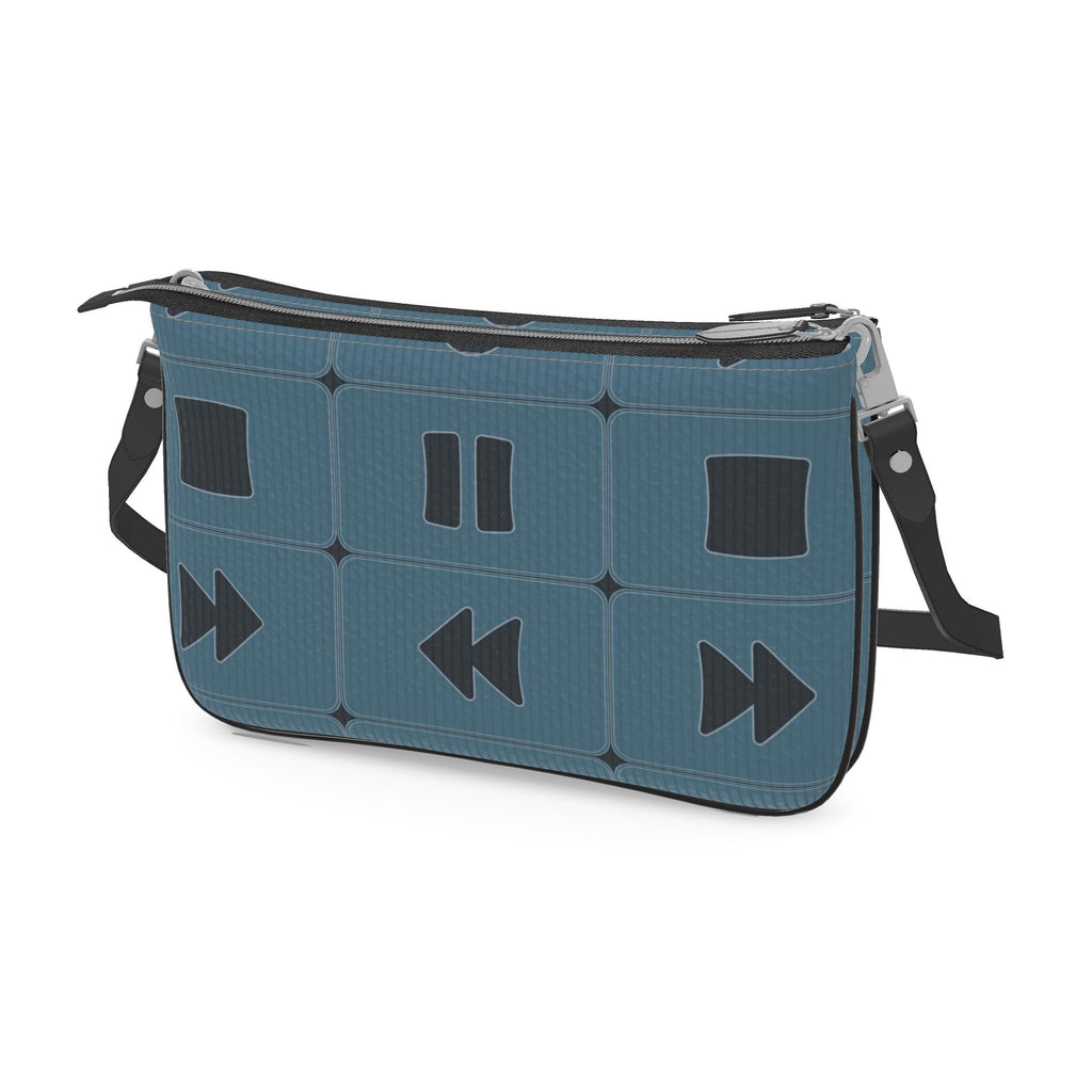 Pochette Double Zip Bag – Turquoise Vintage Tape Player Print | Handmade UK