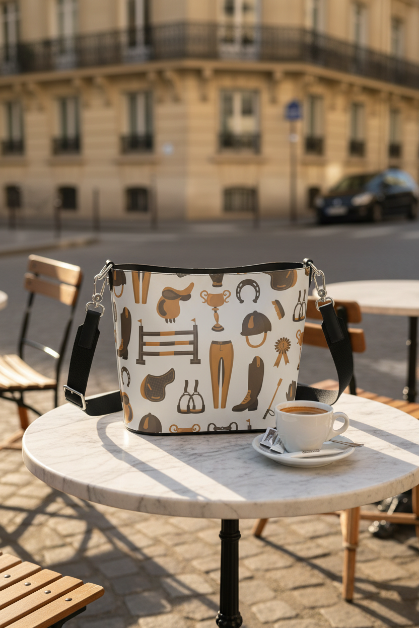 Equestrian Bucket Tote Café